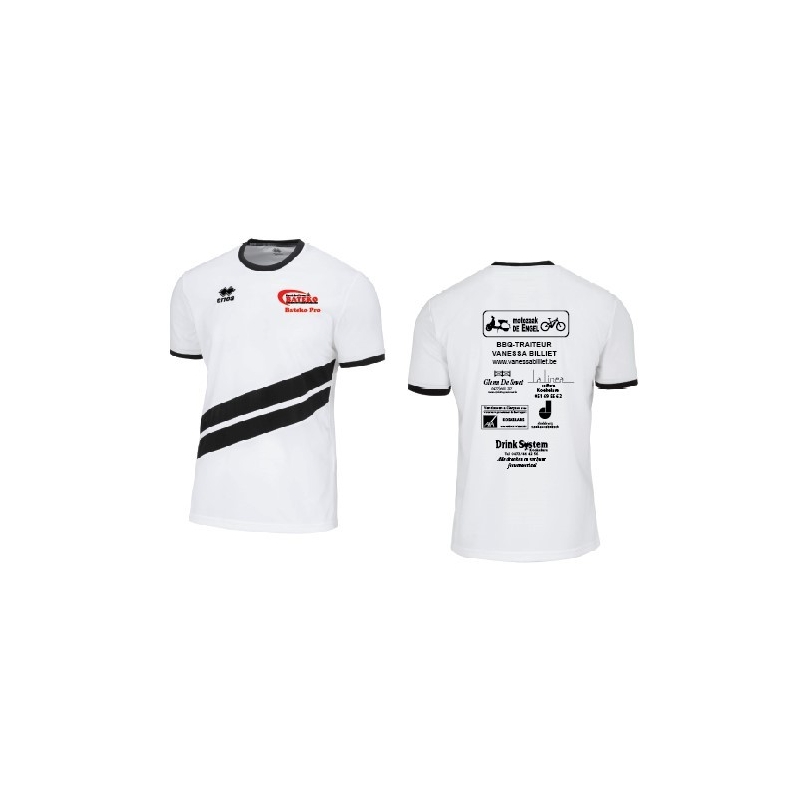 Erreà Jaro clubshirt (wit/zw) heren Bateko badminton MAAT SHIRT YXS (8-9  jaar)