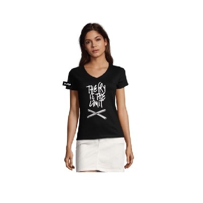 Kjell&Yane t-shirt-women v neck-zwart -The Fry is the Limit