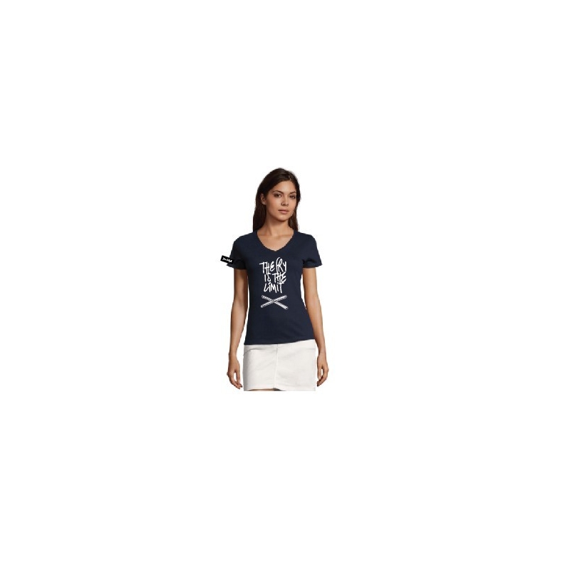 Kjell&Yane t-shirt-women v neck-navy -The Fry is the Limit