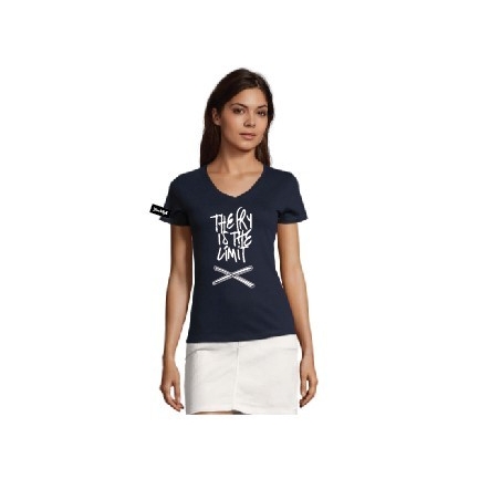 Kjell&Yane t-shirt-women v neck-navy -The Fry is the Limit