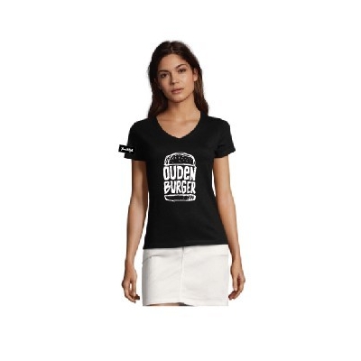 Yane&Kjell t-shirt-women v neck-zwart -Oudenburger