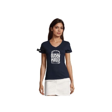 Yane&Kjell t-shirt-women v neck-navy -Oudenburger