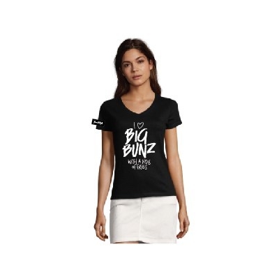 Yane&Kjell t-shirt-women v neck-zwart -Big Bunz