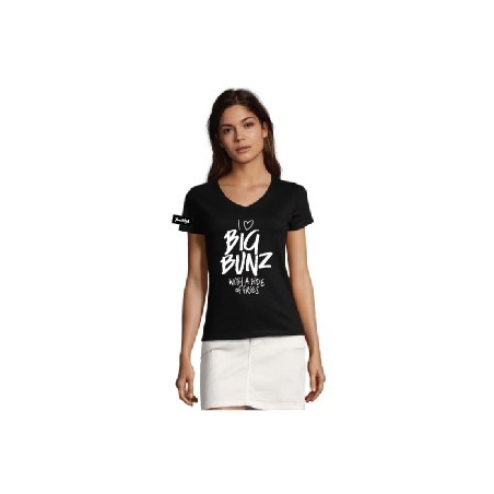 Yane&Kjell t-shirt-women v neck-zwart -Big Bunz