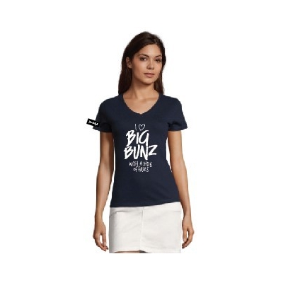 Yane&Kjell t-shirt-women v neck-navy -Big Bunz