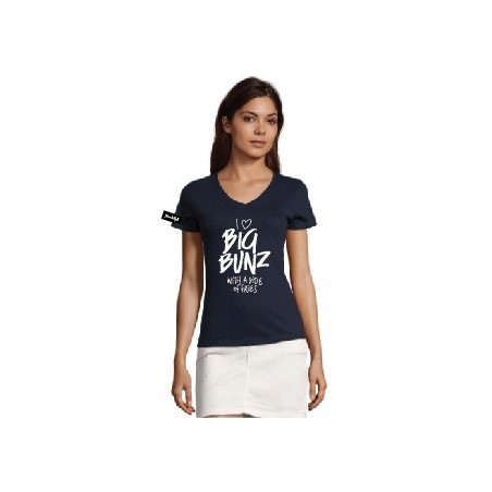 Yane&Kjell t-shirt-women v neck-navy -Big Bunz
