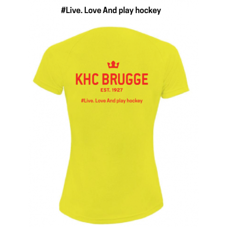 KHCB T-shirt heren/kids- fluo geel - dry fit