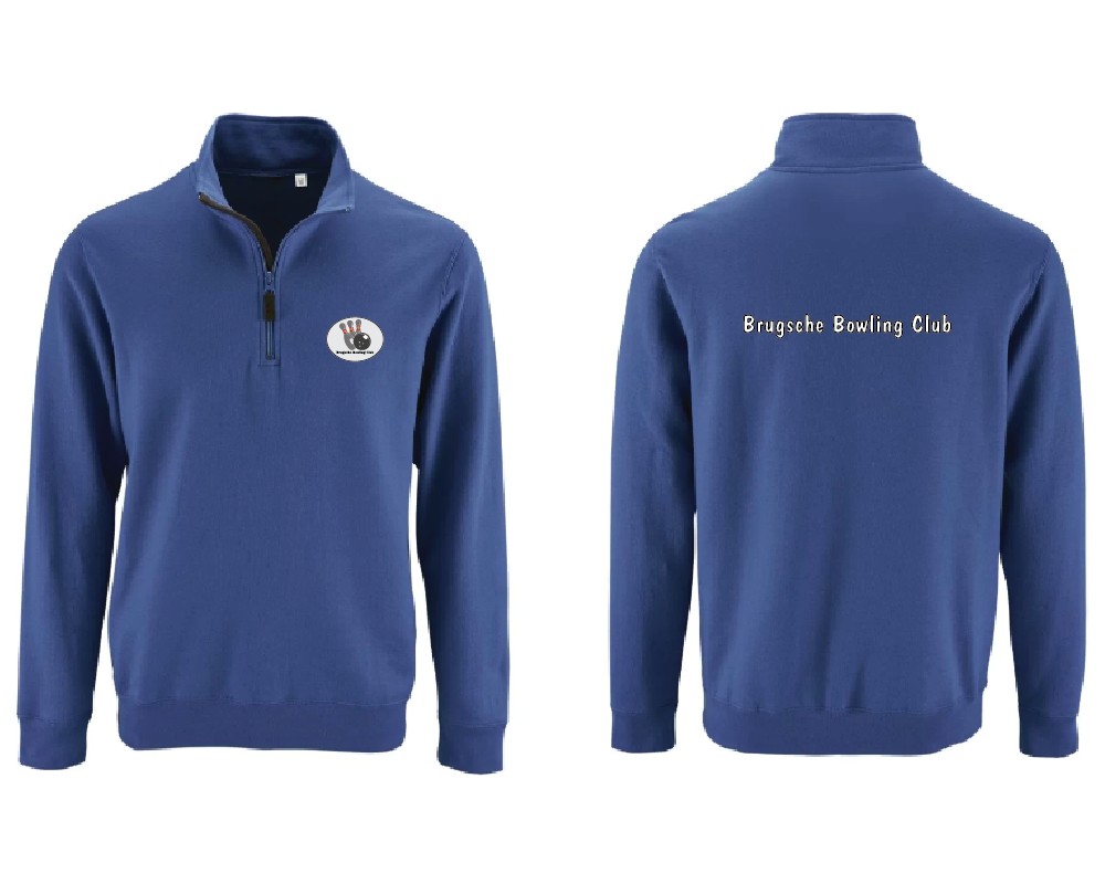 Sweatshirt-korte zip-kon.Blauw